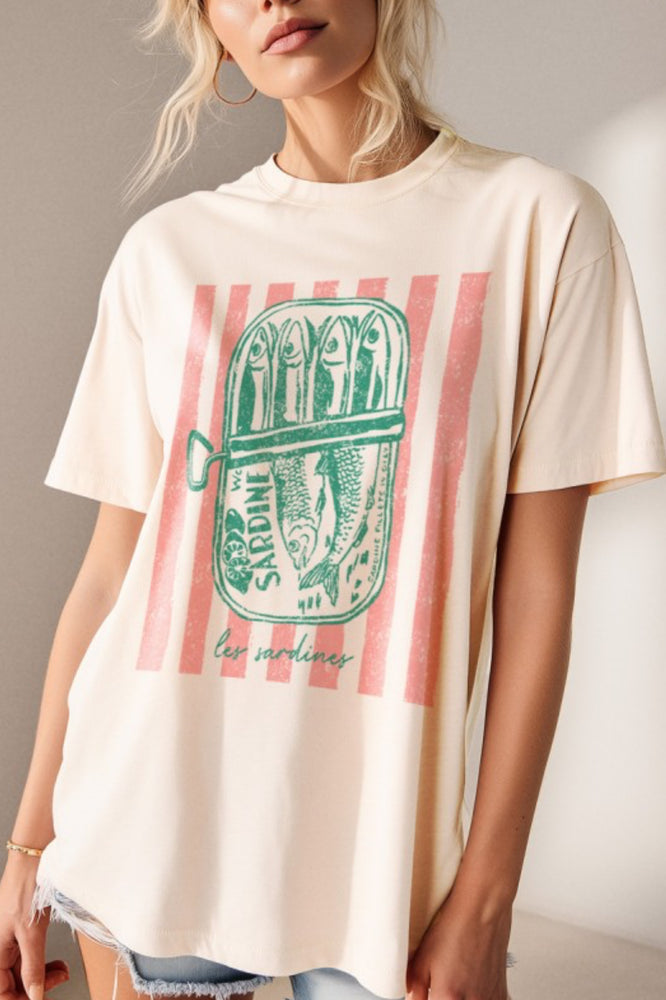 Les Sardines Boho Stripe Retro Oversized T Shirt