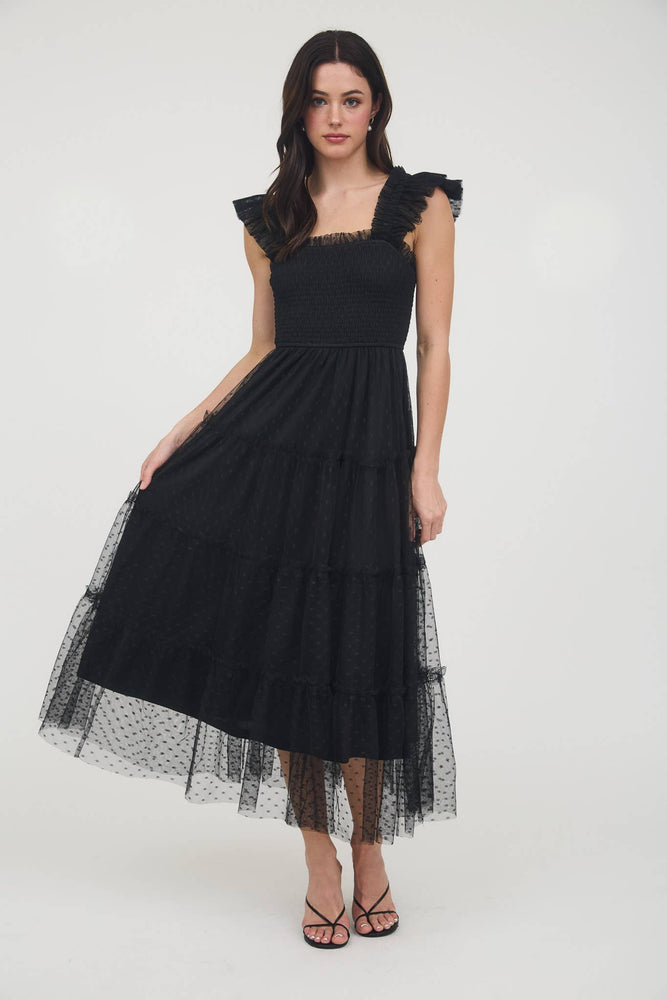 Midnight Thrill Chiffon Dot Dress