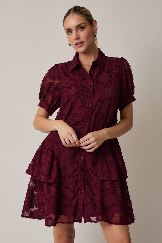 Cranberry Season Flounce Dress