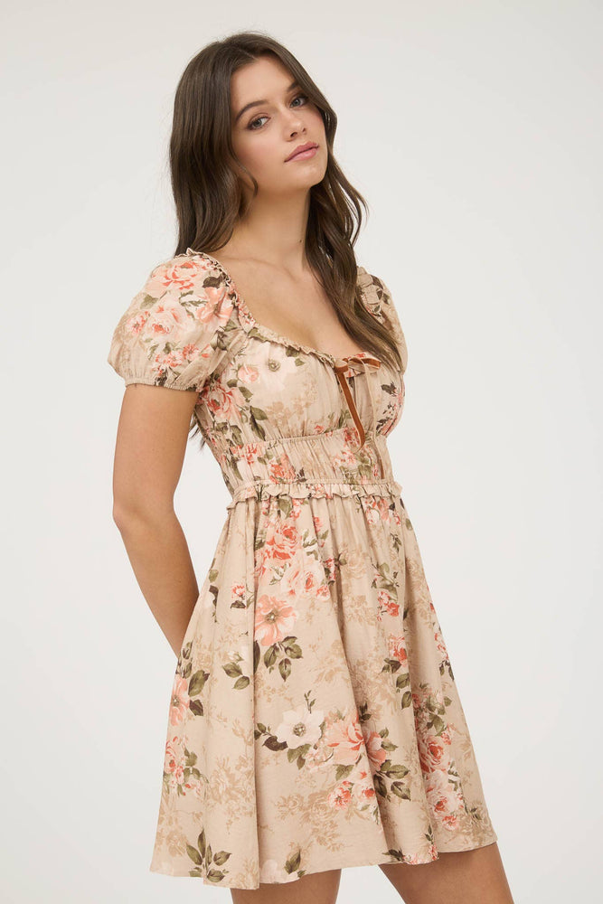 Natural Rose Garden Mini Dress