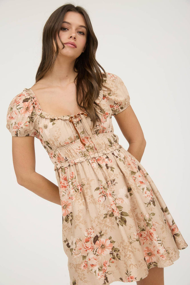 Natural Rose Garden Mini Dress
